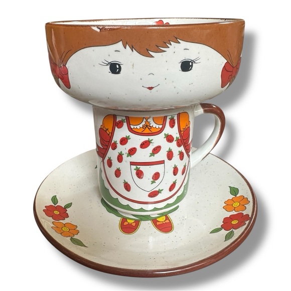 Vtg Fred Robert’s Company Interpur 70’s Strawberry Girl Stacking Plate Set - Picture 1 of 13
